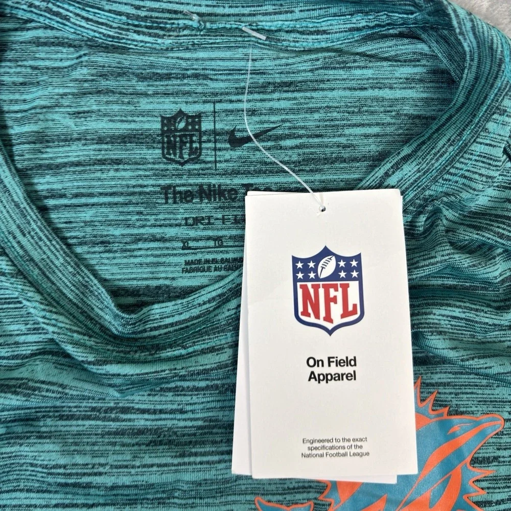 NWT Miami Dolphins Nike Dri Fit The Tee NFL On Field Apparel Long Sleeve Mens XL